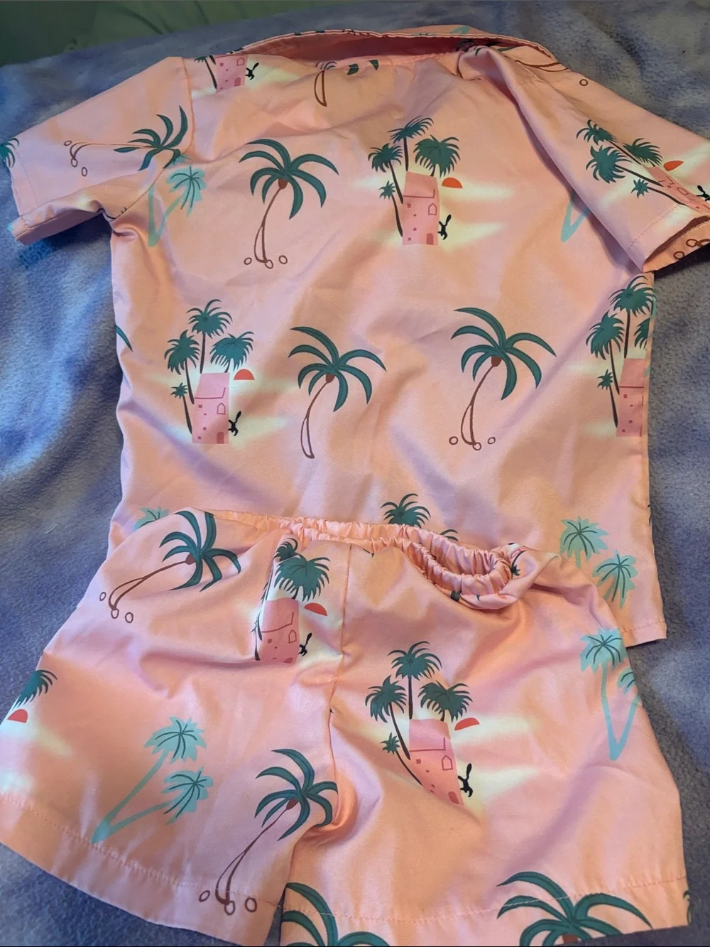 ' Pink Palm Tree Matching oh shirt and short Set